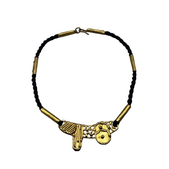 Vintage Luciano Echo in Mexico Brutalist Necklace Brass Abstract 70s Handcrafted - Picture 1 of 7
